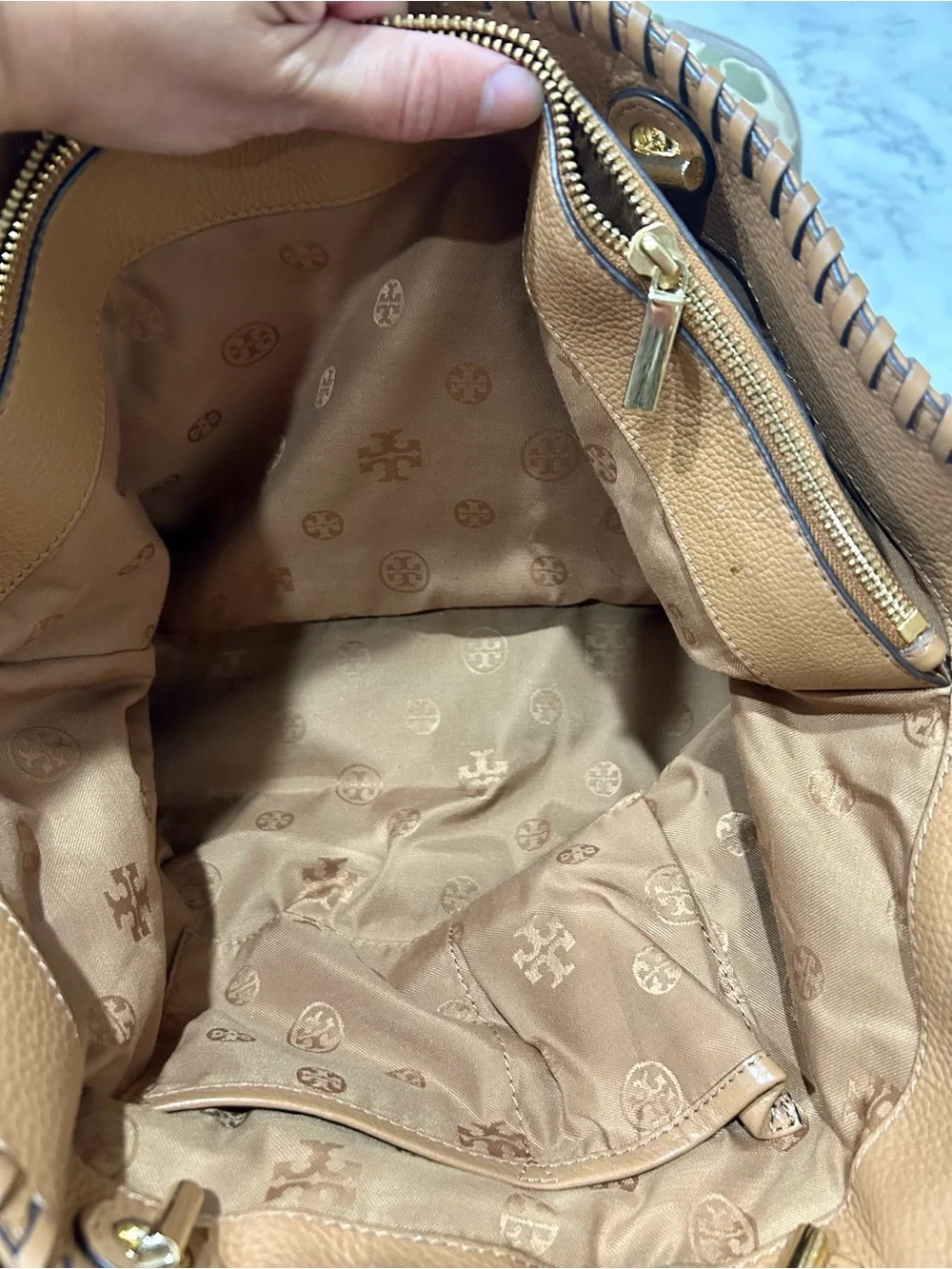 Tory Burch Caramel Tan Leather Chain-Handle Tote